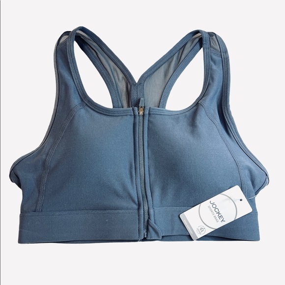 Jockey Women's High Impact Active Zip Front Sports Bra Mesh Back Blue Size S - Picture 6 of 9